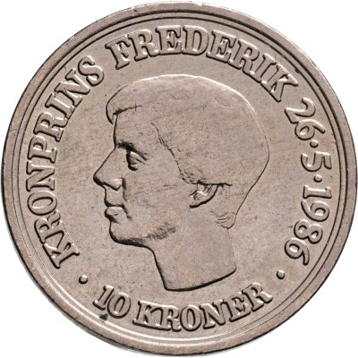 купить Дания 10 крон (kroner) 1986 "18 лет со дня рождения Кронпринца Фредерика"