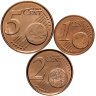 Купить Бельгия набор монет от 1 до 5 евро центов 2011 - 2015 (3 штуки)