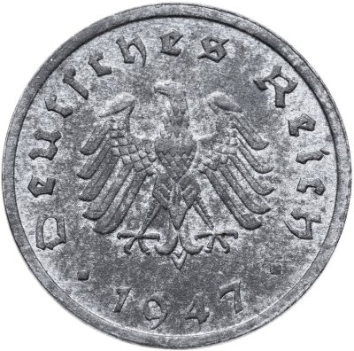 купить Германия, послевоенная оккупация 10 рейхспфеннигов (reichspfennig) 1947, знак монетного двора: "F" - Штутгарт