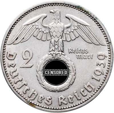 купить Германия, Третий рейх 2 рейхсмарки (reichsmark) 1939, знак монетного двора "J" - Гамбург