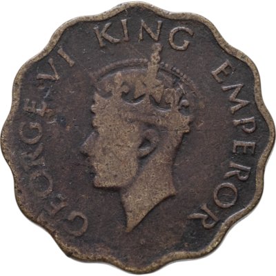 купить Британская Индия 1 анна (anna) 1943 • знак монетного двора: "•" - Бомбей