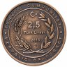 Купить Турция 2½ лиры ( 2,5 лиры) 2015 "ВМС Турции в Дарданельском сражении - лёгкий крейсер "Midilli""