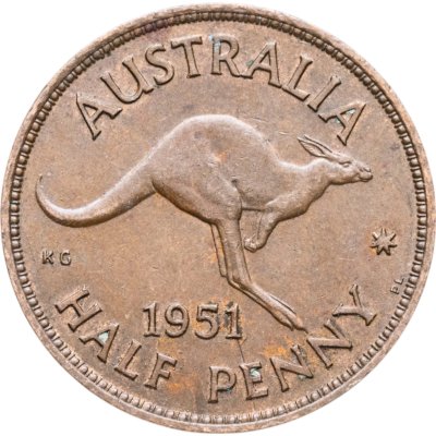 купить Австралия 1/2 пенни (penny) 1951 Без точки