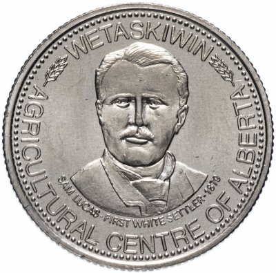 купить Канадский торговый доллар 1979 "Ветаскивин- сельскохозяйственный центр Альберты. Сэм Лукас"