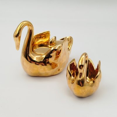 купить Набор из 2-х миниатюрных солонок в форме лебедей, фарфор, золочение, Limoges, Франция, 1980-2000 гг.
