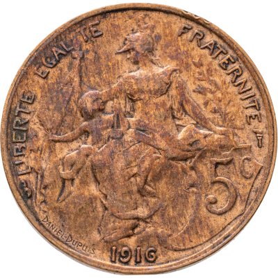 купить Франция 5 сантимов (centimes) 1916