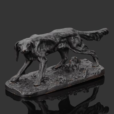 купить Статуэтка "Сеттер", чугун, крашение, Кусинский чугунолитейный завод (Куса), СССР, 1939 г.