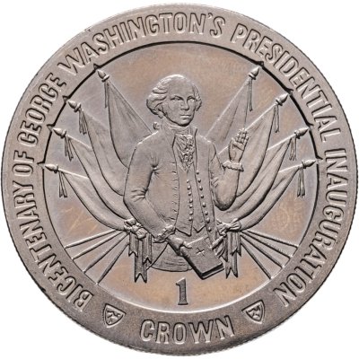 купить Остров Мэн 1 крона (crown) 1989 "200 лет со дня вступления в должность президента Джорджа Вашингтона"