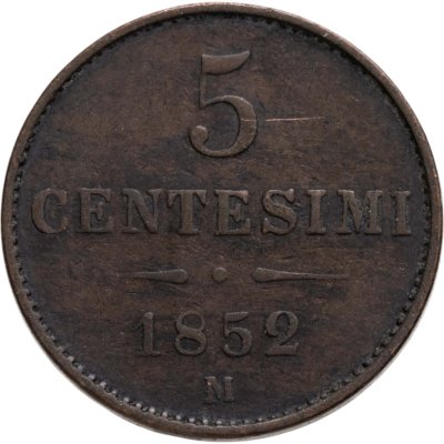 купить Ломбардия-Венеция 5 чентезимо, 1852 "M"