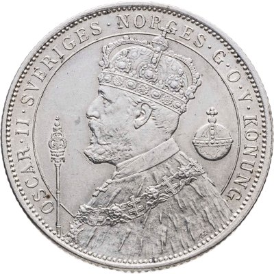 купить Швеция 2 кроны (kronor) 1897 "25 лет вступлению на престол Короля Оскара II (серебряный юбилей)"