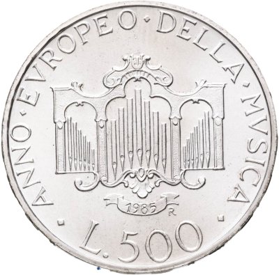 купить Италия 500 лир 1985 "Год музыки"