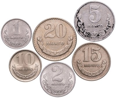 купить Монголия Набор 1, 2, 5, 10, 15, 20 мунгу 1970 (6 монет)