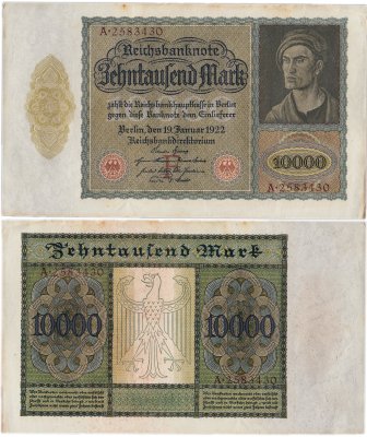 купить Германия 10000 марок 1922 год (Pick 70) Буква F