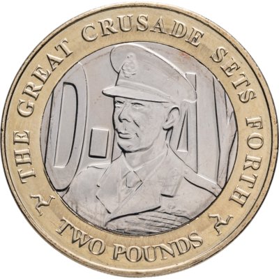 купить Остров Мэн 2 фунта 2019 "День Д - Король Георг VI"