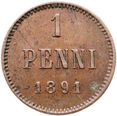 купить 1 пенни (penni) 1891, монета для Финляндии