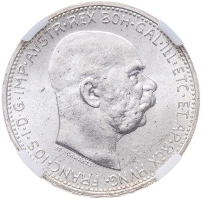 купить Австро-Венгрия 1 крона (corona) 1914 для Австрии, в слабе ННР MS65