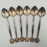 Купить Набор из шести чайных ложек с декором в виде завитков на черенках, мельхиор (медь-никель), золочение, Артель «Красносельский ювелир», СССР, 1970-1990 гг.