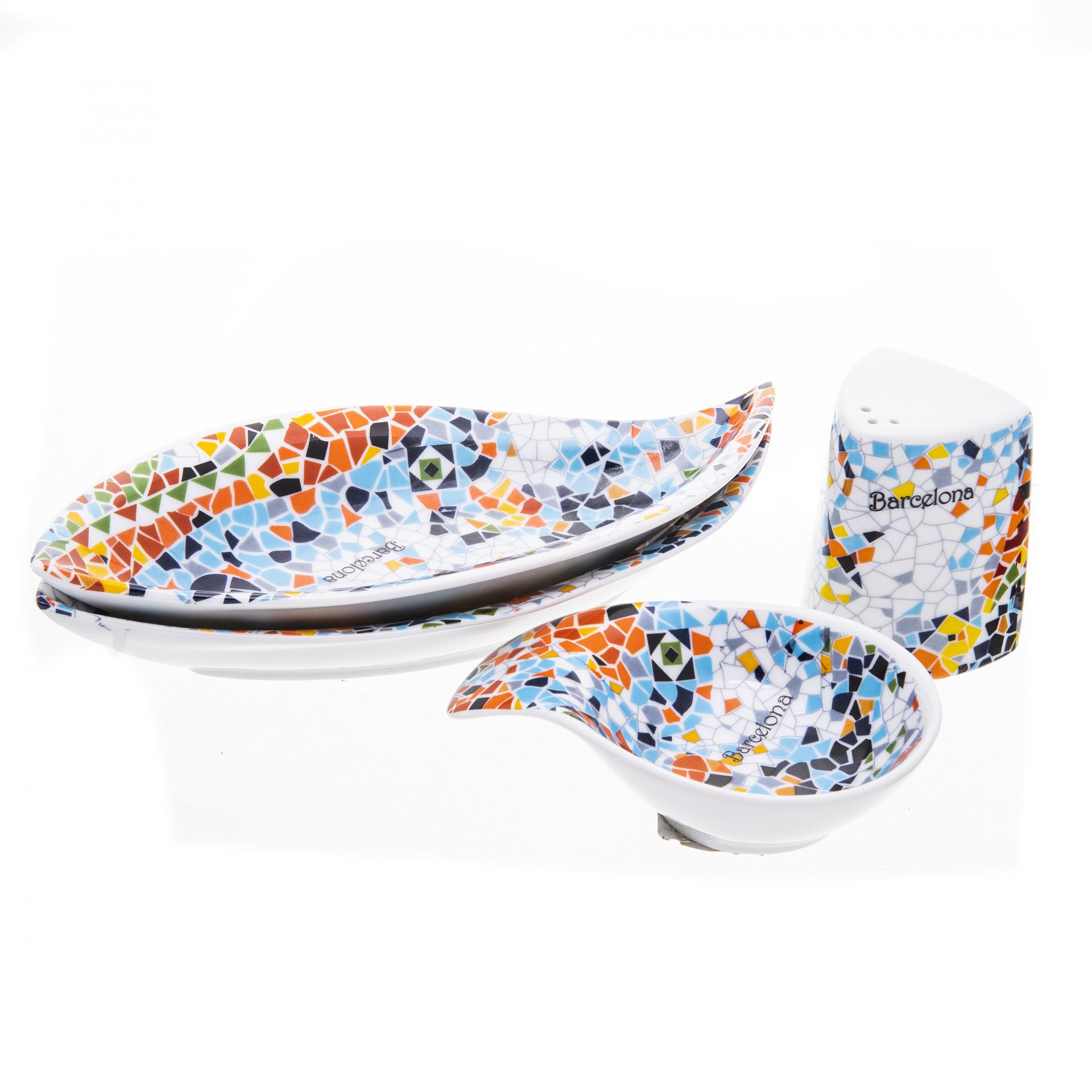 Сувенирный набор из 4 предметов "Барселона" (солонка, 2 тарелки и ...