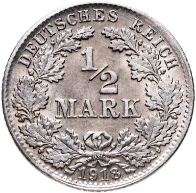 купить Германия 1/2 марки (mark) 1918 J