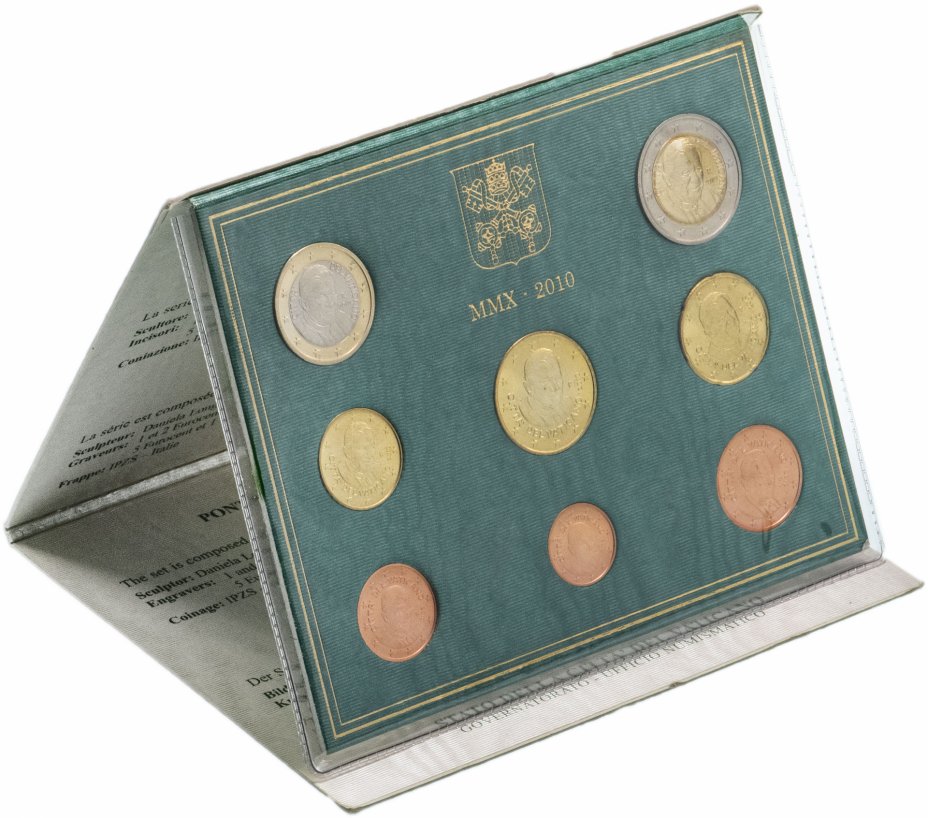 купить Ватикан годовой набор из 8 монет 2010 в буклете