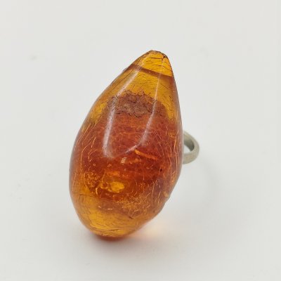 купить Кольцо, металл, янтарь, СССР, 1980-1990 гг.
