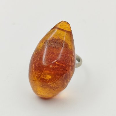 купить Кольцо, металл, янтарь, СССР, 1980-1990 гг.