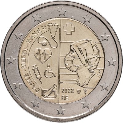купить Бельгия 2 евро 2022 "Здравоохранение во время пандемии COVID-19"