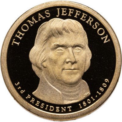 купить США 1 доллар (dollar) 2007 S Proof "Томас Джефферсон (3-й президент США)" знак монетного двора "S" - Сан-Франциско