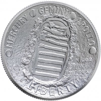 купить США 50 центов (1/2 доллара, half dollar) 2019 "50 лет полёта Аполлон-11 на Луну" Знак монетного двора: "D" - Денвер, в подарочном футляре с сертификатом