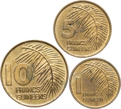 купить Гвинея, набор 3-х разменных монет 1985 года