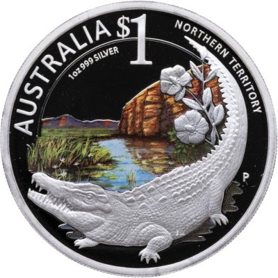 купить Австралия 1 доллар 2010 "Выставка ANDA - Бостон - Северные территории - Крокодил", в футляре с сертификатом