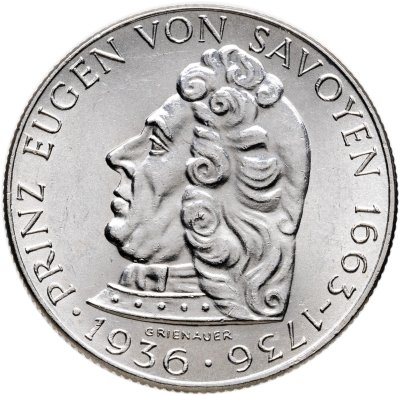 купить Австрия 2 шиллинга (shillings) 1936 200 лет со дня смерти Принца Евгения Савойского