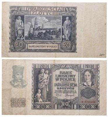 купить Польша 20 злотых 1940
