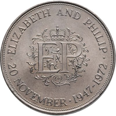 купить Великобритания 25 новых пенсов (1 крона) 1972 "Королевская серебряная свадьба"