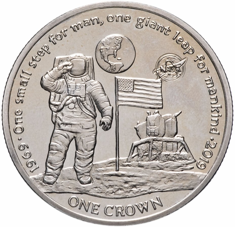 купить Остров Вознесения 1 крона 2019 50 лет высадке на Луне