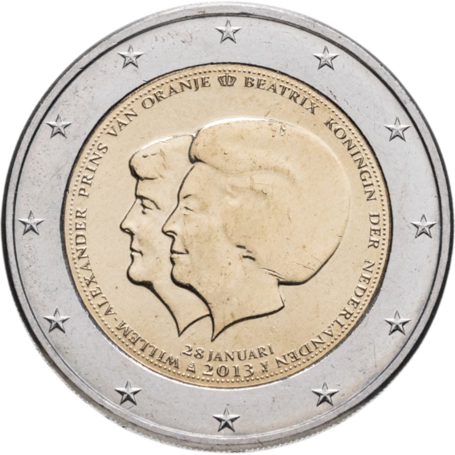 Монета Нидерланды 2 евро (euro) 2013 коронация Короля Виллема ...