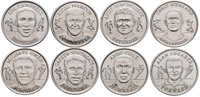 купить Подборка из 8-ми памятных жетонов в честь игроков британских футбольных клубов, Великобритания, 1990-2000 гг.