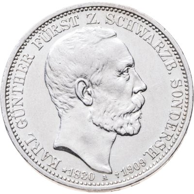 купить Германская империя ( Шварцбург-Зондерсгаузен) 3 марки (mark) 1909 "Смерть Принца Карла Гюнтера (1830-1909 гг.)"