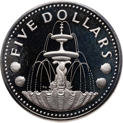 купить Барбадос 5 долларов (dollars) 1973 Фонтан
