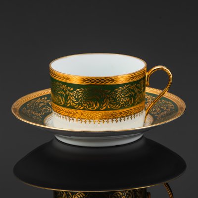 купить Кофейная пара в стиле ампир, B.R. Limoges France, фарфор, крытье, золочение, Франция, 1950-1970 гг.