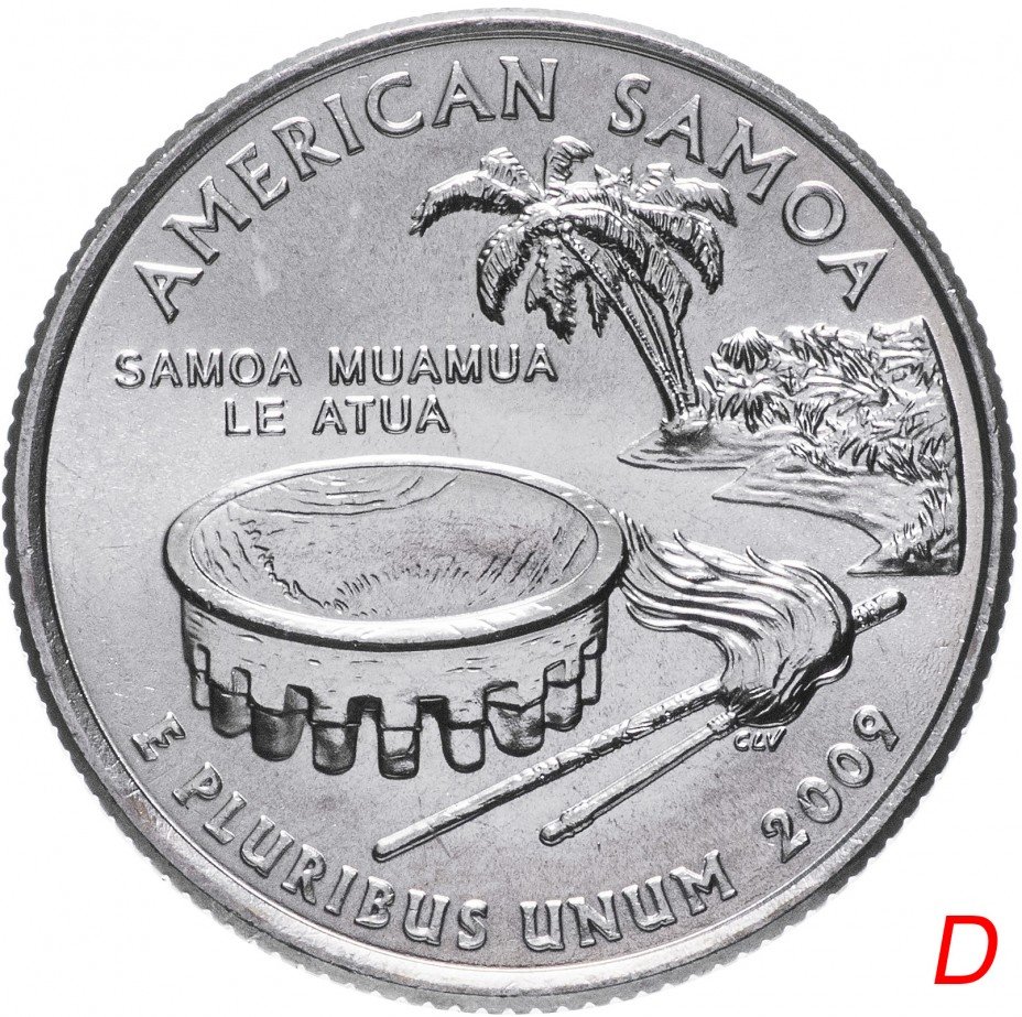 купить США 1/4 доллара (квотер, 25 центов) 2009 D "Американское Самоа"