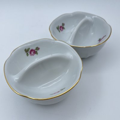 купить Набор из двухсекционных менажниц (2 предмета) с цветочным декором, фарфор, деколь, золочение, Bohemia (Neurohlau), Чехословакия, 1970-1990 гг.