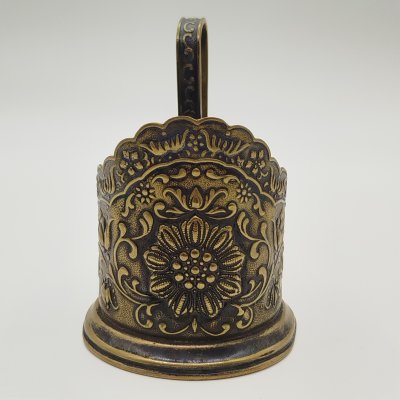 купить Подстаканник "Сказочный цветок" ("Астра"), латунь, Ленэмальер (Ленинградский эмальер), СССР, 1950-1960 гг.
