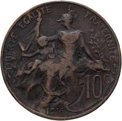 купить Франция 10 сантимов (centimes) 1916