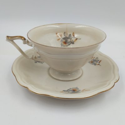купить Пара чайная цвета слоновой кости с цветочным декором, фарфор, деколь, золочение, Seltmann Weiden, Германия, 1924-1946 гг.