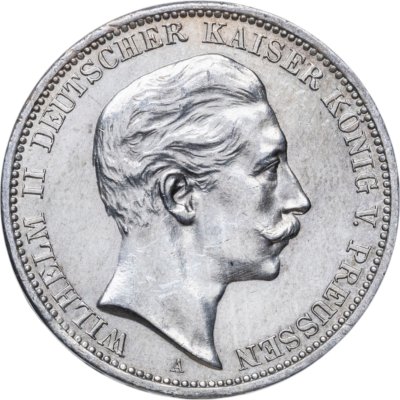купить Германская Империя, Пруссия 3 марки (mark) 1908 с портретом Вильгельма II