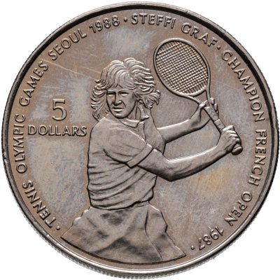 купить Ниуэ 5 долларов 1987 "XXIV летние Олимпийские Игры, Сеул 1988 - теннис: Штеффи Граф /игра"