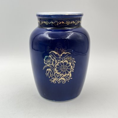 купить Ваза "Два букета", фарфор, крытье кобальтом, золочение, Ленинградский фарфоровый завод (ЛФЗ), СССР, 1950-1960 гг.