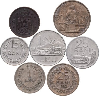 купить Румыния набор из 7 монет 15, 25, 50 банов (bani) и 1, 5 леев (lei) 1924-1966