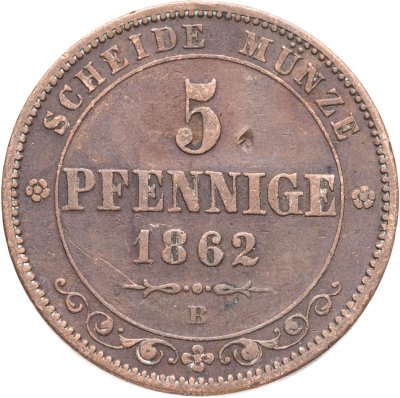 купить Германия, Саксония 5 пфеннигов 1862